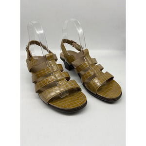 SAS Sandals Sz 8.5 Tripad Comfort Mustard Yellow Snake Skin Sling‎ Back Shoes